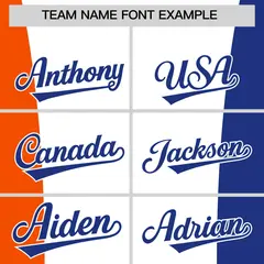 Navy Orange Royal Blue Three-Color Block Varsity Letterman Jacket 3