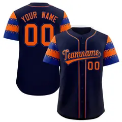 Navy Orange Royal Sleeve Flag Lace Baseball Jersey 1