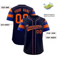 Navy Orange Royal Sleeve Flag Lace Baseball Jersey 2