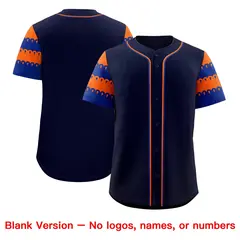Navy Orange Royal Sleeve Flag Lace Baseball Jersey 7
