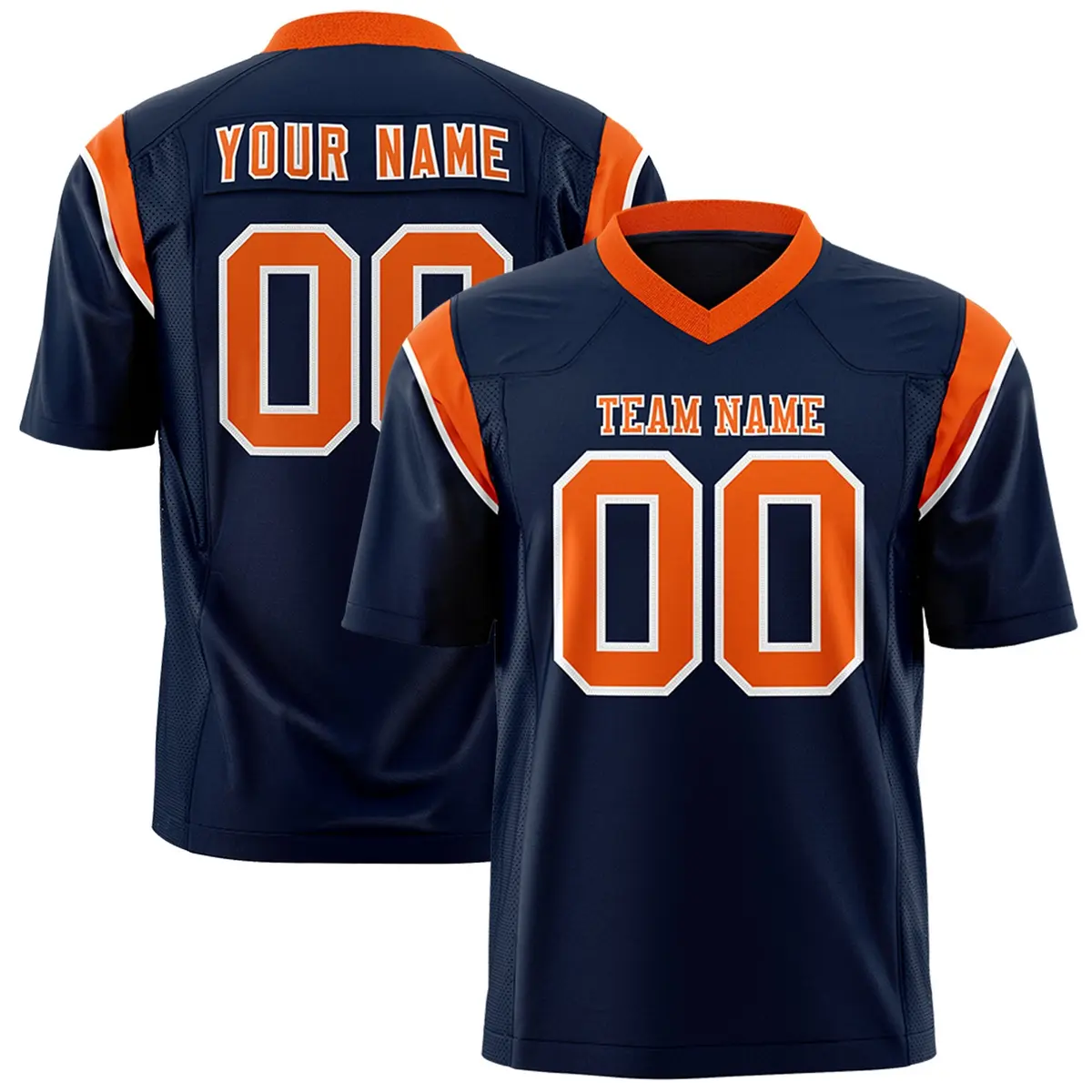 Navy Orange Shoulder Cut Two-Tone Flag Football Jersey