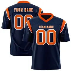 Navy Orange Shoulder Cut Two-Tone Flag Football Jersey