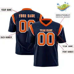 Navy Orange Shoulder Cut Two-Tone Flag Football Jersey 2