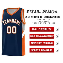 Navy Orange Side Design Sports Uniform Basketball Jersey 2