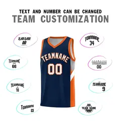 Navy Orange Side Design Sports Uniform Basketball Jersey 4