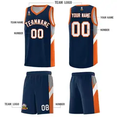 Navy Orange Side Design Sports Uniform Basketball Jersey 5
