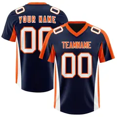 Navy Orange Side Stripe Authentic Football Jersey