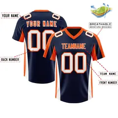 Navy Orange Side Stripe Authentic Football Jersey 2