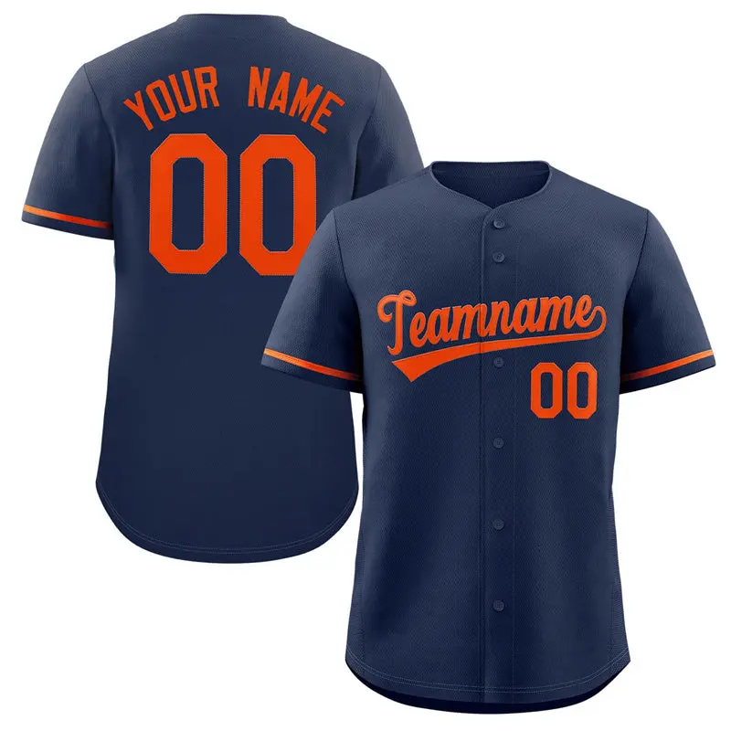 Navy Orange Solid Classic Authentic Baseball Jersey