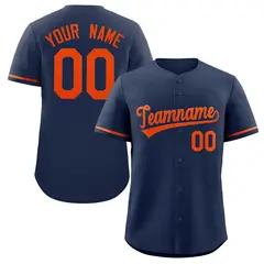 Navy Orange Solid Classic Authentic Baseball Jersey