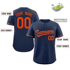 Navy Orange Solid Classic Authentic Baseball Jersey 2
