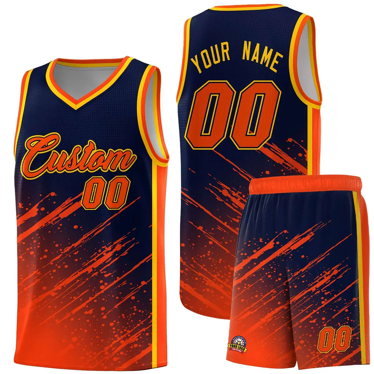 Navy Orange Splash Basketball Kit for Summer Camp