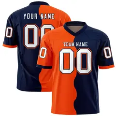 Navy Orange Split Fashion Mesh Authentic Football Jersey
