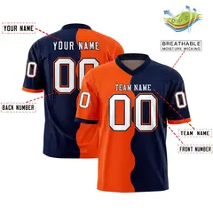 Navy Orange Split Fashion Mesh Authentic Football Jersey 2