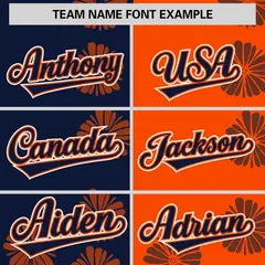 Navy Orange Split Flower Graffiti Authentic Baseball Jersey 3