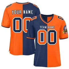 Navy Orange Split Two Tone Design Football Jersey
