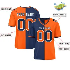 Navy Orange Split Two Tone Design Football Jersey 2
