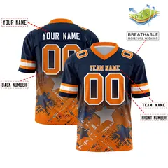 Navy Orange Star Gradient Flag Football Jersey 2