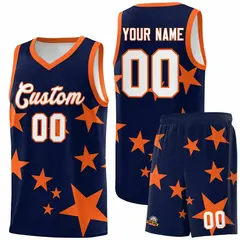 Navy Orange Star Graffiti Basketball Jersey Sets