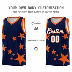 Navy Orange Star Graffiti Basketball Jersey Sets 3
