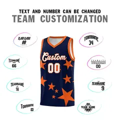 Navy Orange Star Graffiti Basketball Jersey Sets 4