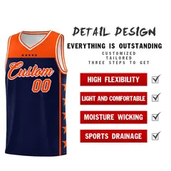 Navy Orange Star Pattern Basketball Jersey Sports Uniform 2