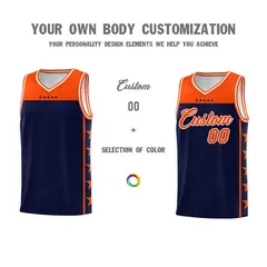 Navy Orange Star Pattern Basketball Jersey Sports Uniform 3
