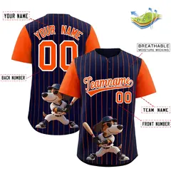 Navy Orange Stripe Animals Graffiti Raglan Baseball Jersey 2
