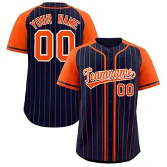 Navy Orange Stripe Raglan Sleeves Fashion Baseball Jersey 1