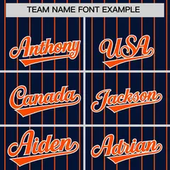 Navy Orange Stripe Raglan Sleeves Fashion Baseball Jersey 3