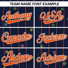 Navy Orange Stripe Star Pattern Authentic Baseball Jersey 3