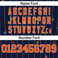 Navy Orange Stripe Star Pattern Authentic Baseball Jersey 4