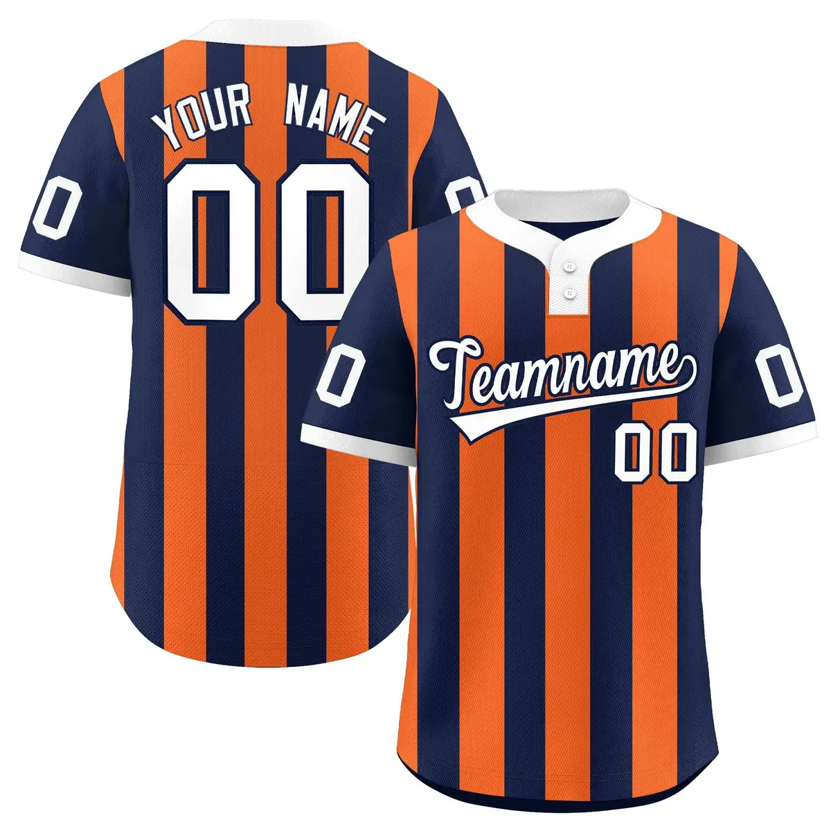 Navy Orange Stripe Two-Button Softball Jersey