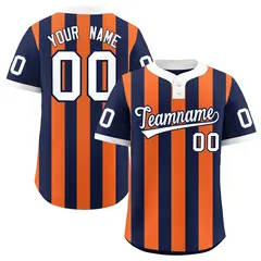 Navy Orange Stripe Two-Button Softball Jersey 1