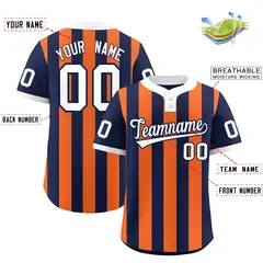 Navy Orange Stripe Two-Button Softball Jersey 2