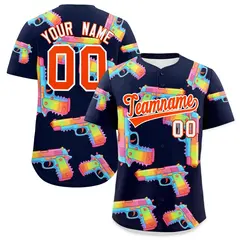 Navy Orange Sugar-Coated Firepower Graffiti Baseball Jersey