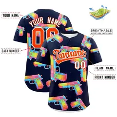 Navy Orange Sugar-Coated Firepower Graffiti Baseball Jersey 2