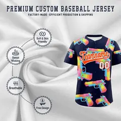 Navy Orange Sugar-Coated Firepower Graffiti Baseball Jersey 3