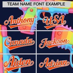 Navy Orange Sugar-Coated Firepower Graffiti Baseball Jersey 5
