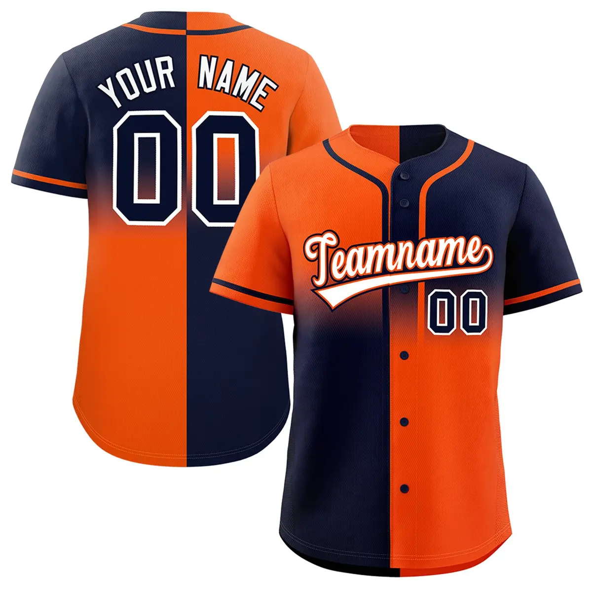 Navy Orange Symmetrical Gradient Authentic Baseball Jersey