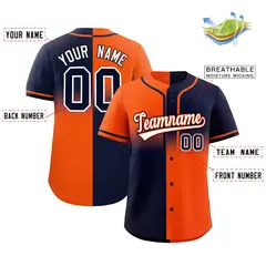 Navy Orange Symmetrical Gradient Authentic Baseball Jersey 2