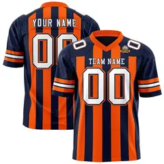 Navy Orange Thick Stripe Authentic Football Jersey