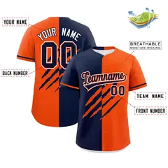 Navy Orange Tiger Claw Scratch Split Baseball Jersey 2
