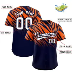 Navy Orange Tiger Stripe Gradient Baseball Jersey 2