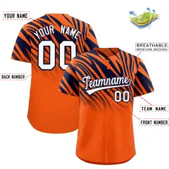 Navy Orange Tiger Stripe Gradient Baseball Jersey 2