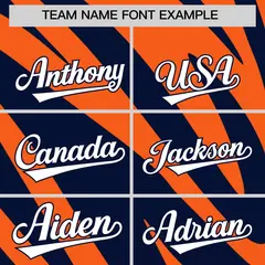 Navy Orange Tiger Stripe Gradient Baseball Jersey 3