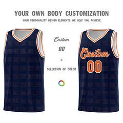 Navy Orange Trailblazer Dot Pattern Basketball Jersey 3