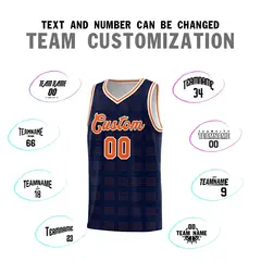 Navy Orange Trailblazer Dot Pattern Basketball Jersey 4