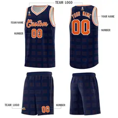 Navy Orange Trailblazer Dot Pattern Basketball Jersey 5