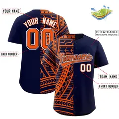 Navy Orange Tribal Split Baseball Jersey 2